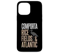 Carcasa para iPhone 13 Pro MAX Comporta Portugal Campo de arroz y Silueta de cigüeña atlántica