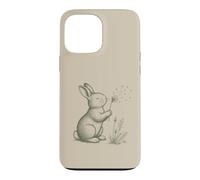 Carcasa para iPhone 13 Pro MAX Conejo Amantes Soplando Diente De León Naturaleza Cottagecore Gráfico