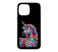 Carcasa para iPhone 13 Pro MAX Cool Colorful Zebra Head with Unicorn Horn Safari Animal