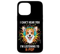 Carcasa para iPhone 13 Pro MAX Corgi K-Pop Audífonos Divertidos para Amantes de los Perros