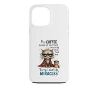 Carcasa para iPhone 13 Pro MAX Cranky Cat Coffee No Miracles Humor matutino