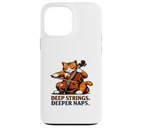 Carcasa para iPhone 13 Pro MAX Cuerdas Profundas. Siestas más Profundas. Violonchelo Gato Música Humor