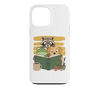 Carcasa para iPhone 13 Pro MAX Curious Reading Animals Frog Raccoon Dog Book Lover