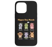 Carcasa para iPhone 13 Pro MAX Cute Hippo Day Moods - Divertido diseño de emociones de hipopótamo