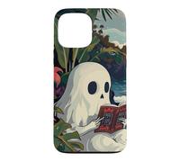 Carcasa para iPhone 13 Pro MAX Cute Spooky Ghost Reading Book Summer Tropical Beach Reader