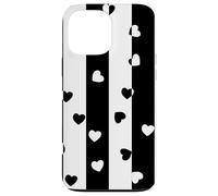 Carcasa para iPhone 13 Pro MAX Día de San Valentín Negro Blanco Rayas Verticales corazón Minimalista