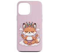 Carcasa para iPhone 13 Pro MAX Diseño de Mandala en Postura de Loto para atención Plena, Lindo Zorro de Yoga