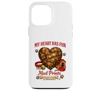 Carcasa para iPhone 13 Pro MAX Divertida Idea de Amor para Perros con Estampado de Barro y Estampado de My Heart Has Fur