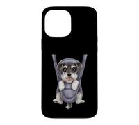 Carcasa para iPhone 13 Pro MAX Divertido Cachorro Schnauzer Miniatura en un portabebés. Amante de los Perros