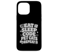 Carcasa para iPhone 13 Pro MAX Eat Sleep Code Pet Cats Repeat Funny Programmer Cat Lover