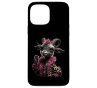 Carcasa para iPhone 13 Pro MAX Elegante Retrato De Ovejas Moda Granja Animal Cordero Rosa Redondo
