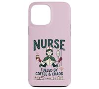 Carcasa para iPhone 13 Pro MAX Enfermera Vintage Impulsado por Café & Caos RN Médico