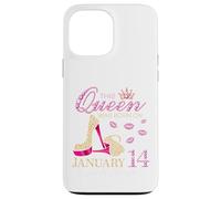 Carcasa para iPhone 13 Pro MAX Esta Reina Nació el 14 de Enero Viviendo Mi Bendita Vida