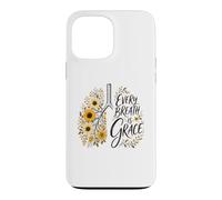 Carcasa para iPhone 13 Pro MAX Every Breath Is Grace Boho Floral Pulmones Girasoles de otoño