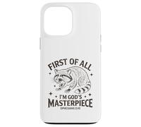 Carcasa para iPhone 13 Pro MAX First of All Im God Masterpiece Funny Raccoon Ephesians 2:10