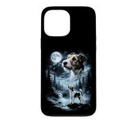 Carcasa para iPhone 13 Pro MAX Fox Terrier de Pelo Blanco Aullando a la Luna, Perro Retro de los 90