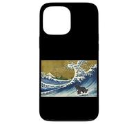 Carcasa para iPhone 13 Pro MAX Funny Retro Vintage Surfing A Wave Newfoundland Dog Lover