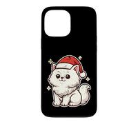 Carcasa para iPhone 13 Pro MAX Gato Blanco Invierno con Sombrero de Papá Noel