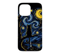 Carcasa para iPhone 13 Pro MAX Gato Negro Noche Estrellada Van Gogh Luna Arte Mamá Papá Miau
