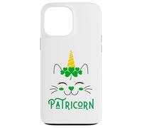 Carcasa para iPhone 13 Pro MAX Gato Unicornio irlandés Lil Miss Caticorn Green para el Día de San Patricio