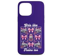Carcasa para iPhone 13 Pro MAX Girls Like Trains Too Cute Pink Bow Locomotora Coqueta