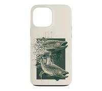 Carcasa para iPhone 13 Pro MAX Glitch Trucha Pesca Gráfico Retro Digital Fish Design