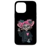 Carcasa para iPhone 13 Pro MAX Goat Girl Big Sparkling Eyes Peace Sign Pop Graphic Juguetón