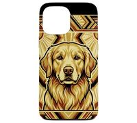 Carcasa para iPhone 13 Pro MAX Golden Retriever Retro de Estilo Art Decó