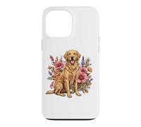 Carcasa para iPhone 13 Pro MAX Goldie Sporting Dog Vintage Flowers Floral Golden Retriever