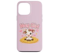 Carcasa para iPhone 13 Pro MAX Heno Girl Cute Cow Kawaii Farm Animal Pink Bow Hearts