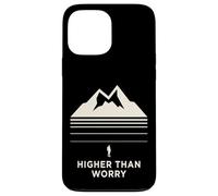 Carcasa para iPhone 13 Pro MAX Higher Than Worry montaña Silueta senderista