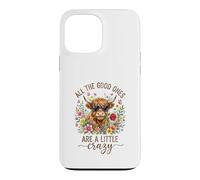 Carcasa para iPhone 13 Pro MAX Highland Cow Crazy Quote Heart Gafas de Sol Floral