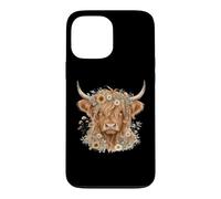 Carcasa para iPhone 13 Pro MAX Highland Cow Mom Corona Floral Girasol Daisy