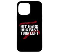 Carcasa para iPhone 13 Pro MAX Hit Hard Run Fast Turn Left Baseball Softball Pun Baseballer