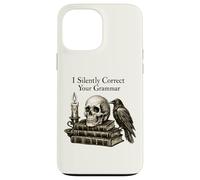 Carcasa para iPhone 13 Pro MAX I Silently Correct Your Grammar Skull Raven Funny Teacher