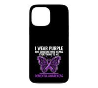 Carcasa para iPhone 13 Pro MAX I Wear Soporte de Cinta de Mariposa para concienciación sobre la Demencia púrpura