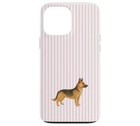Carcasa para iPhone 13 Pro MAX Ilustración Pastor Alemán Diseño Estético Rayas Rosa
