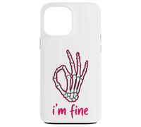 Carcasa para iPhone 13 Pro MAX I'm Fine Funny Skeleton Hand Thumbs Up Hand Sign Humor Oscuro