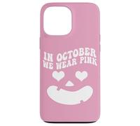 Carcasa para iPhone 13 Pro MAX In October We Wear Pink, Pumpkin Face Groovy Breast Cancer