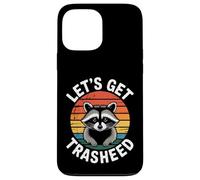 Carcasa para iPhone 13 Pro MAX Insignia Retro Divertida de Mapache con Texto en inglés Let's Get Trashed