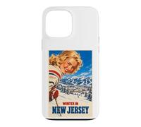 Carcasa para iPhone 13 Pro MAX Invierno en Nueva Jersey Divertido Estilo Vintage Ski Poster