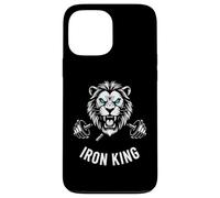 Carcasa para iPhone 13 Pro MAX Iron King Lion Barbell Pesas Culturismo Gráfico
