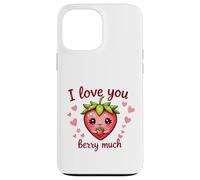 Carcasa para iPhone 13 Pro MAX Juego de Palabras «I Love You Berry Much Cute Heart» con Forma de corazón y Fresa