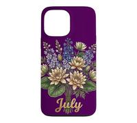 Carcasa para iPhone 13 Pro MAX July Birth Flower Larkspur & Water Lily Cute Floral Birthday