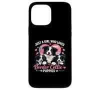 Carcasa para iPhone 13 Pro MAX Just a Girl Who Loves Border Collie Puppies Lindo corazón de Perro