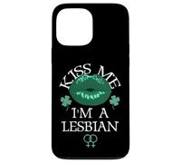 Carcasa para iPhone 13 Pro MAX Kiss Me I'm a Lesbian St Patricks Day Green Lips Les Pride