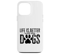 Carcasa para iPhone 13 Pro MAX La Vida es Mejor con el diseño de Huellas de mi Perro