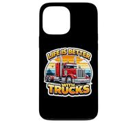 Carcasa para iPhone 13 Pro MAX La Vida es Mejor con Semi Trucks Driver Trucker Truckie Truck