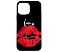 Carcasa para iPhone 13 Pro MAX Laura Red Lips Nombre Personalizado