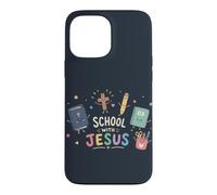 Carcasa para iPhone 13 Pro MAX Linda Escuela Cristiana con Jesús Volver a la Escuela F